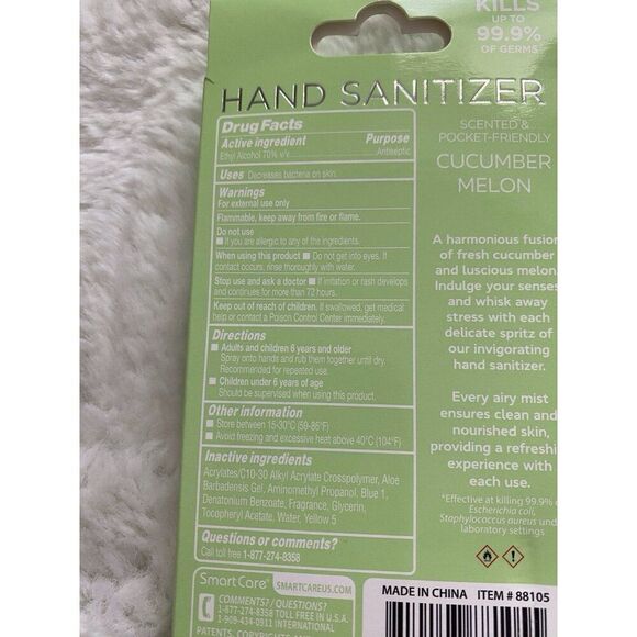 Smart Care Scented Hand Sanitizer Spray 1 Fl Oz Cucumber Melon Hydrating NEW - Picture 9 of 10